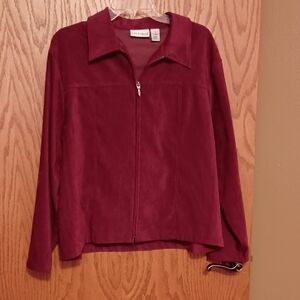 Croft & Barrow Women's Burgundy Full-Zip Long-sleeve Top, sz XL